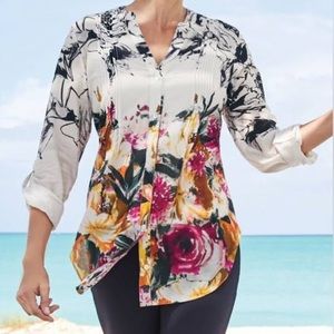 Soft Surroundings Camp De Fleurs Floral Cottagecore Blouse Size PS